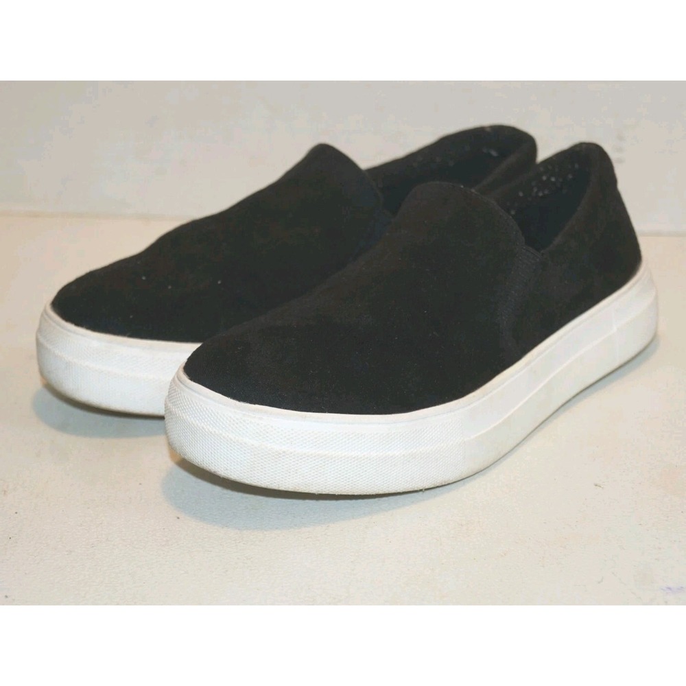 Soda Shoes Womens Size 8.5 Comfort Slip On Platform Loafer Black Faux Suede